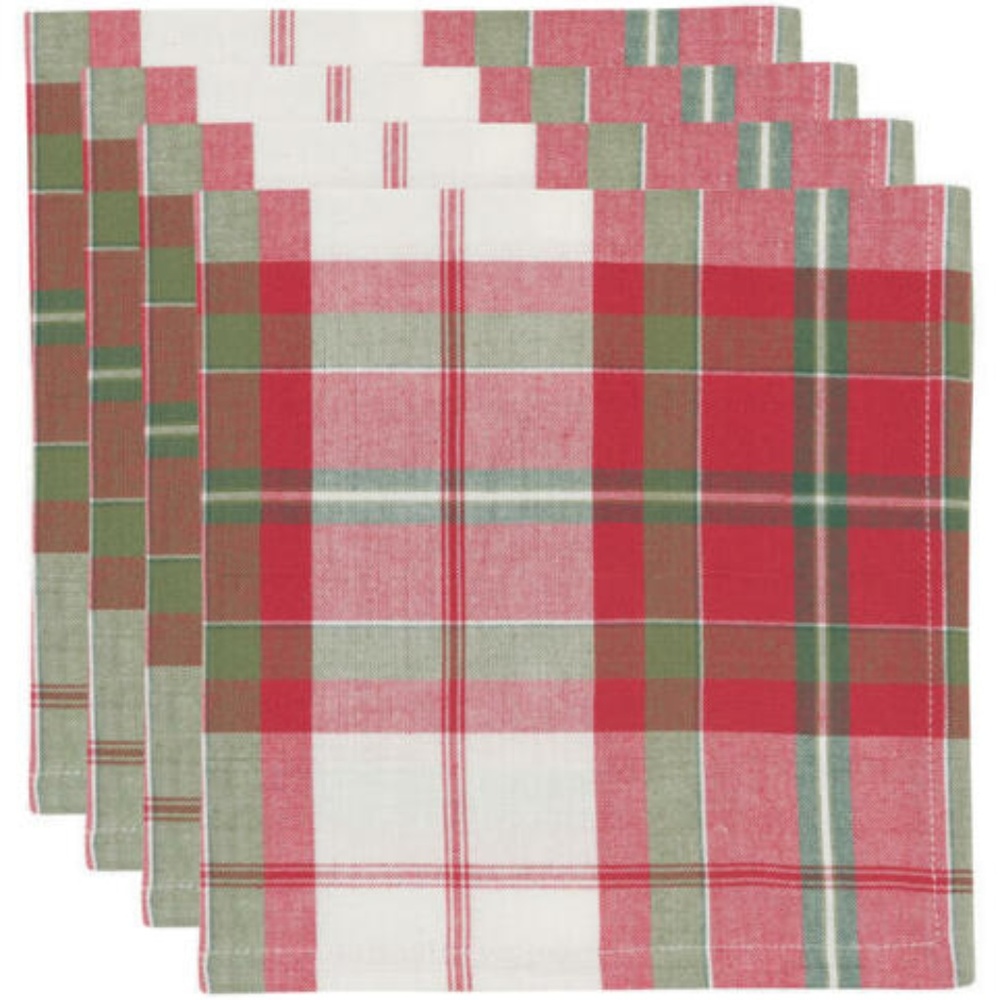 Now Designs Kitchen Napkin Set/4 Garland Plaid NWT